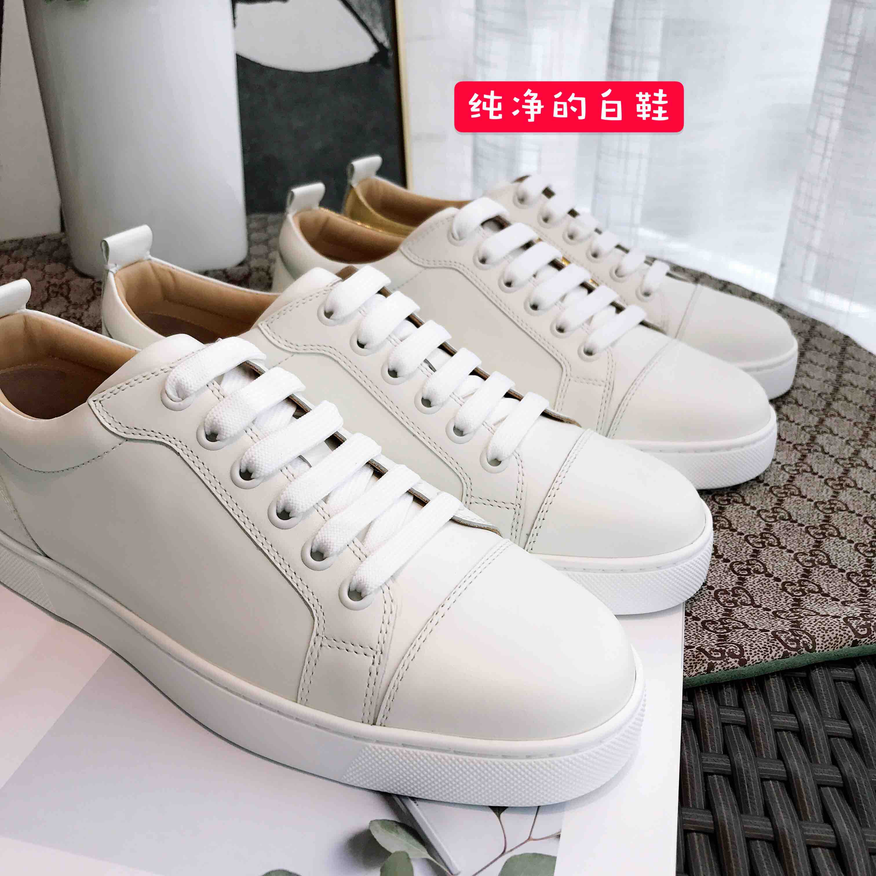 现货～瓦瓦自留款!我的终极小白鞋～经典不败的红底cl小白鞋