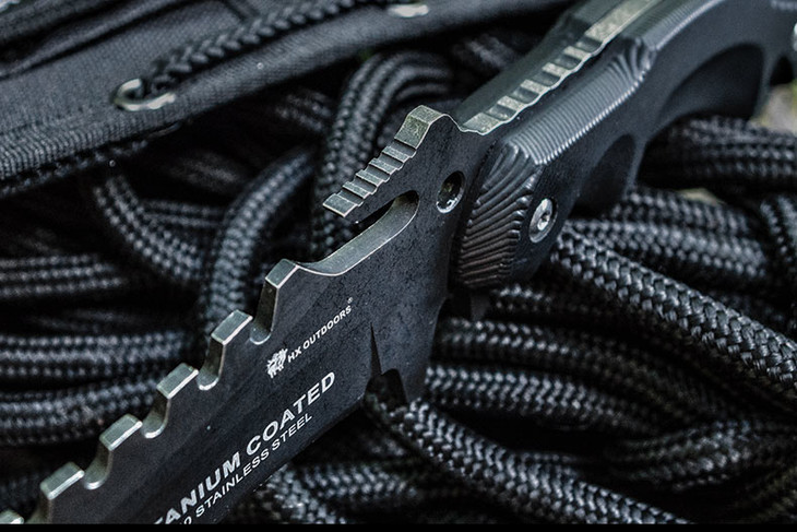 汉道【三叉戟石洗版】户外战术高硬度直刀潜水刀野外求生军刀防身户外