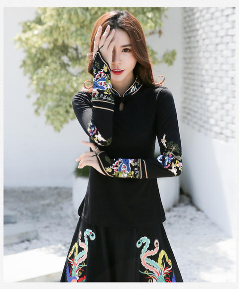 fmn- si6009 民族风新款刺绣文艺复古套装