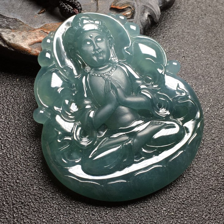 【d61867】翡翠冰糯种蓝水度母挂件