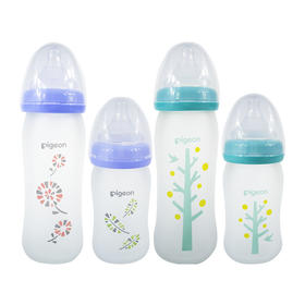 日本pigeon贝亲婴儿硅胶玻璃奶瓶宽口径新生儿玻璃奶瓶160/240ml