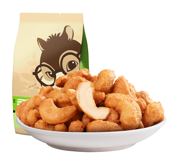 三只松鼠坚果炒货零食干果果仁炭烧味炭烧腰果185g/袋