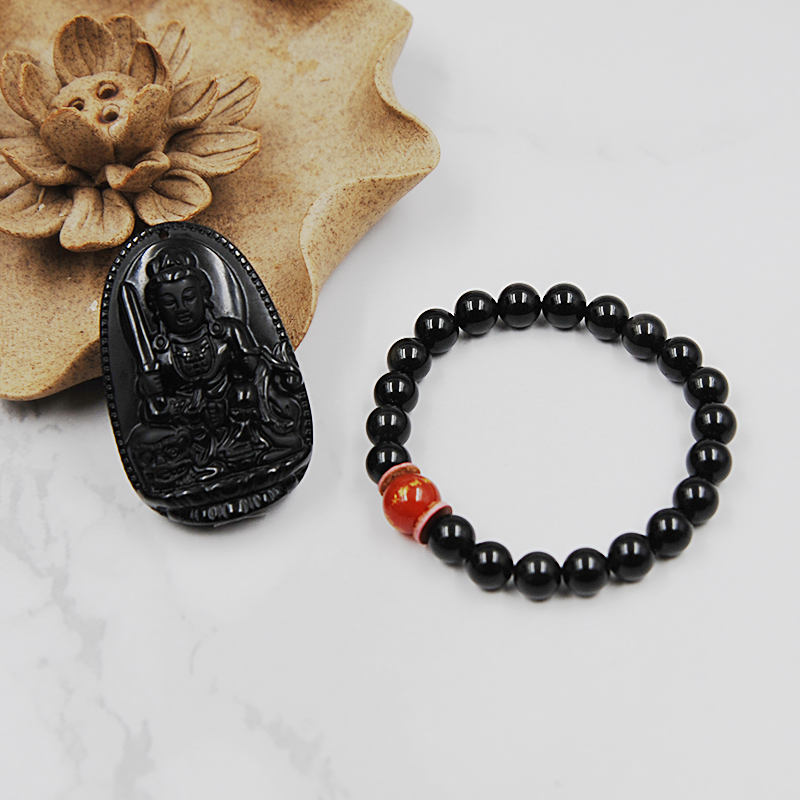 黑曜石本命佛吊坠 黑曜石10mm本命佛手串