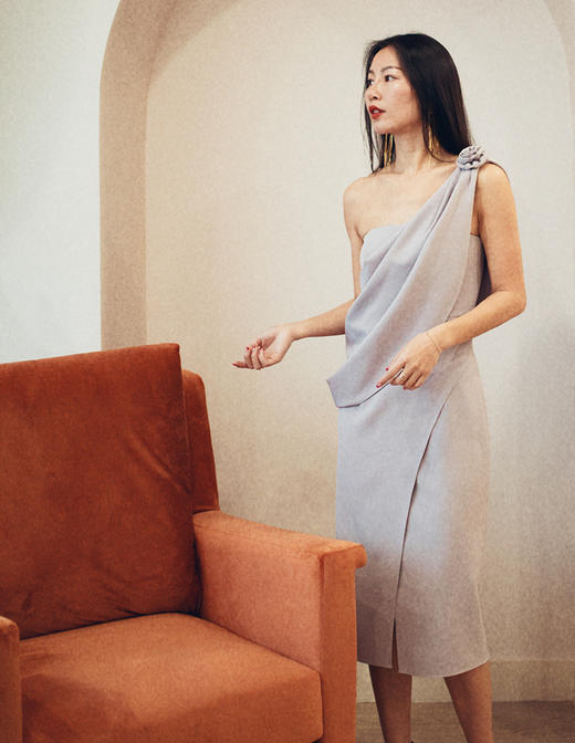 AtelierMissLu / Yvonne 香芋紫可卸肩披抹胸礼服 商品图8