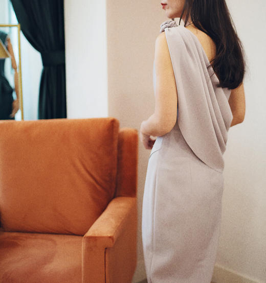 AtelierMissLu / Yvonne 香芋紫可卸肩披抹胸礼服 商品图3