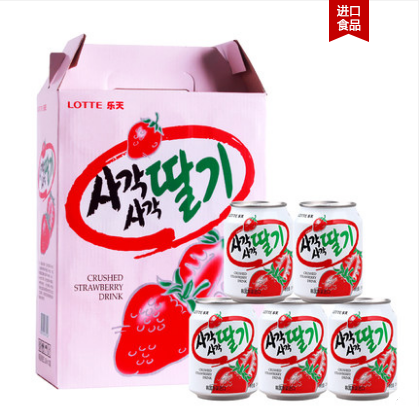 乐天草莓果汁238ml*12 罐