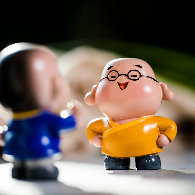 妙小禅三兄弟公仔礼盒 佛系文艺小沙弥 树脂彩绘