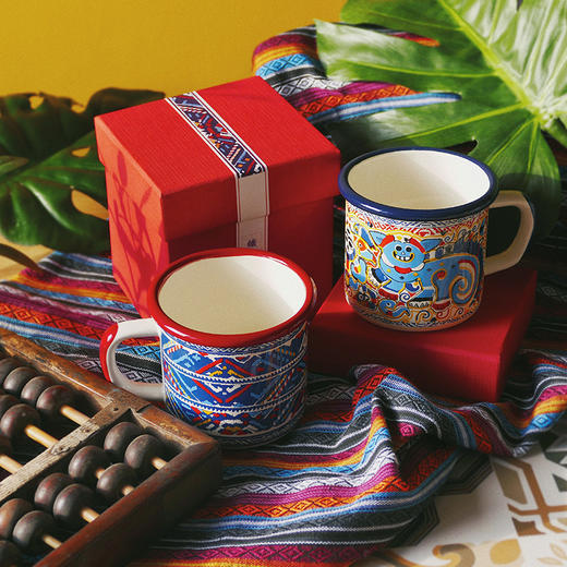 【上手艺术】原创设计苗绣搪瓷杯 商品图0