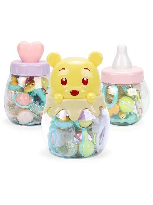 魁拔谷雨罐装摇铃牙胶奶瓶铃(7只装)3606 - 魁拔婴童玩具