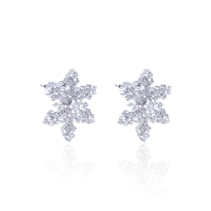 snow flakes stud earrings 1 pair