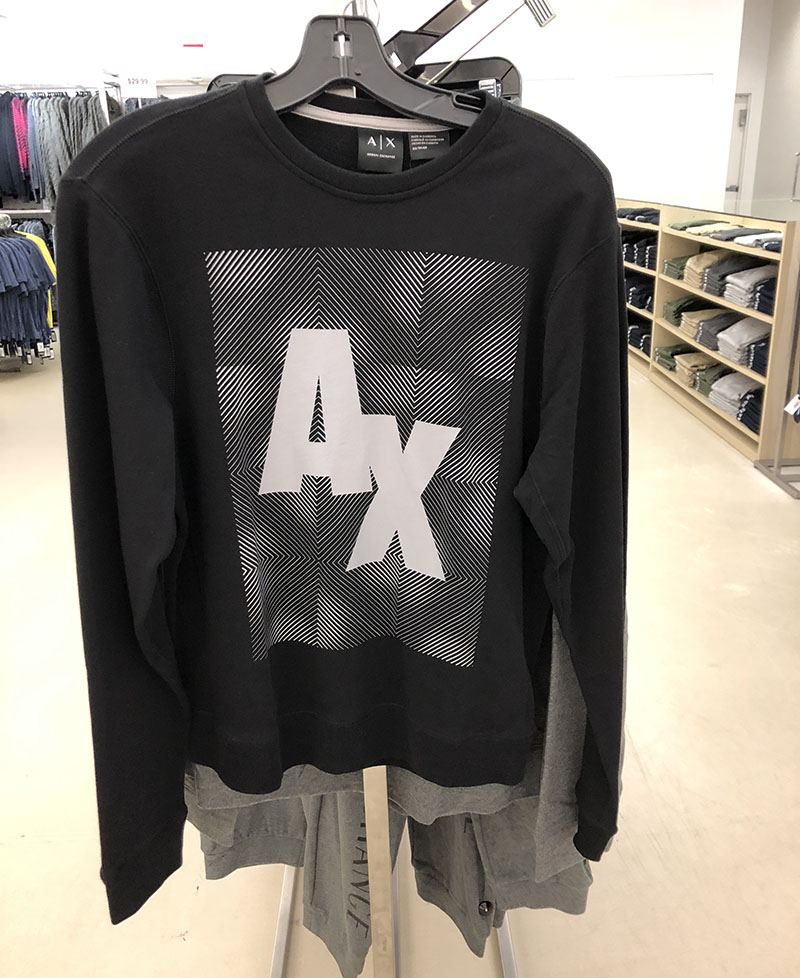 armani exchange/阿玛尼ax 男士印花logo套头长袖卫衣