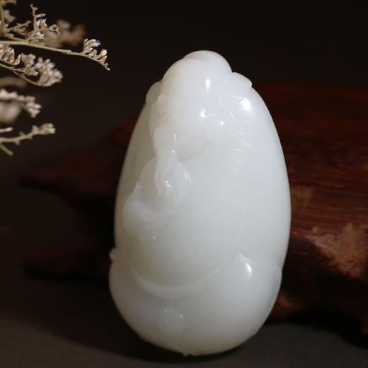 和田玉（羊脂玉）俄料把件--财神 98.9g 商品图3