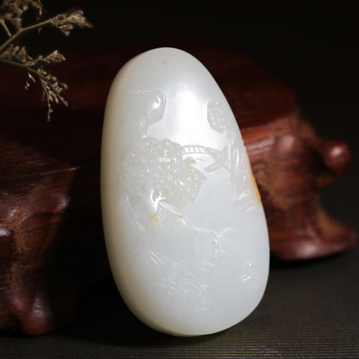 和田玉（羊脂玉）俄料挂件--忆江南玉牌 42.6g 商品图2