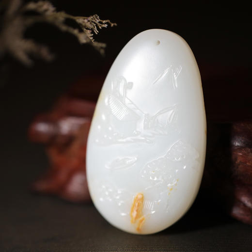 和田玉（羊脂玉）俄料玉牌-- 梦江南玉牌 60.5g 商品图1