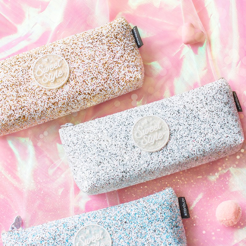 闪闪笔袋 ins风简约精致的猪猪女孩必备创意简约文具盒pu个性拉链袋