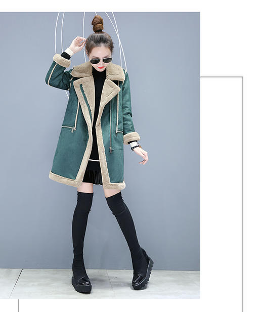 LJ13【亲子装课】中长款麂皮绒棉衣外套 商品图0