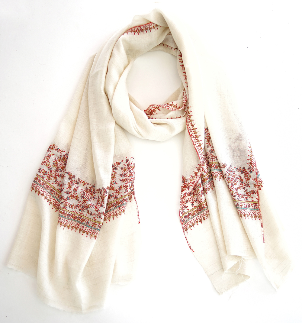 70cm宽 半绣 克什米尔pashmina羊绒围巾