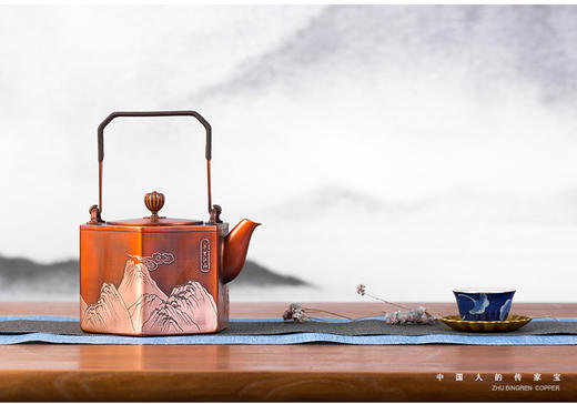 朱炳仁铜 千里江山壶 家居 装饰 摆件 手工茶壶 茶具铜工艺品 礼品 商品图6