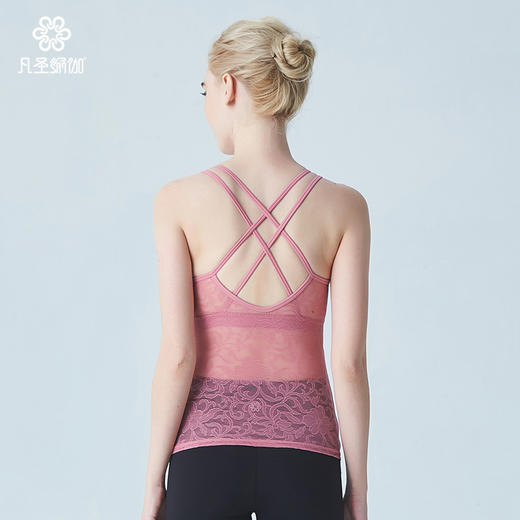 凡圣瑜伽春夏款性感蕾丝拼接美背瑜伽背心瑜伽服 FL09213 商品图6