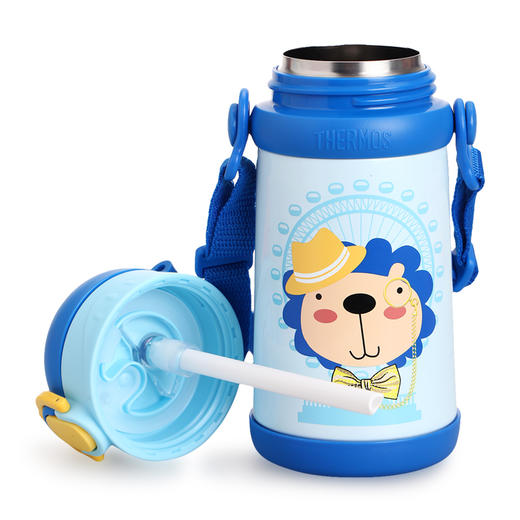 thermos膳魔师儿童保温杯 可爱水杯吸管杯不锈钢宝宝直身杯便携