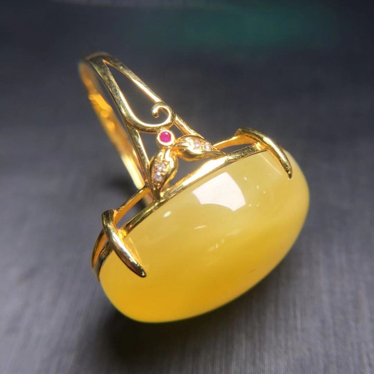 【d40231】蜜蜡蛋面戒指