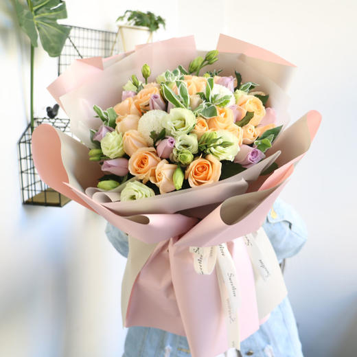 精品玫瑰满天星向日葵混搭花束-送女朋友老婆妈妈生日告白38妇女节