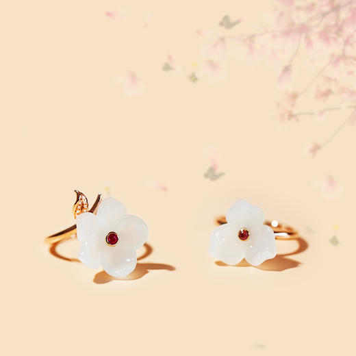 18k玫瑰金和田玉（白玉）镶钻戒指--三生三世（戒指圈口请备注留言） 商品图6