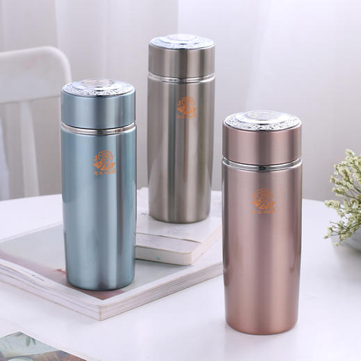 思宝旗舰店双龙A1/2/3真空保温杯牡丹花纹办公花茶杯便携大水杯 商品图4