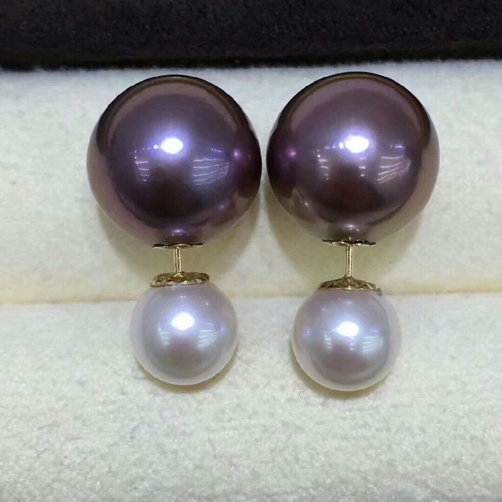 经典款:18k金迪奥款,大珠爱迪生妖紫12一13mm,小珠淡水7一8mm,光泽