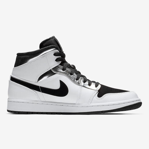 air jordan 1 mid aj1中帮 黑白金属银小伦纳德 554724-121