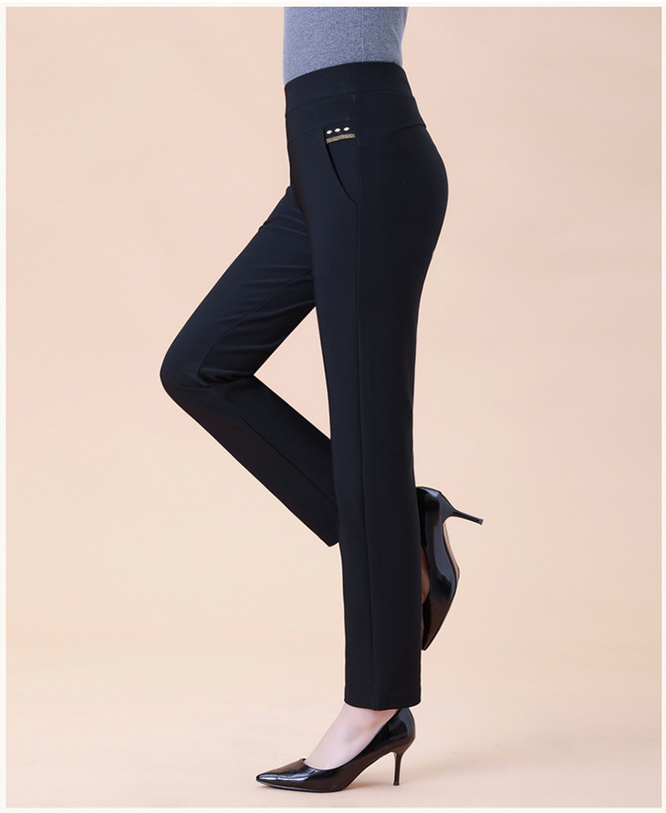 mq dp201 春秋新款女裤直筒高腰宽松紧弹力裤