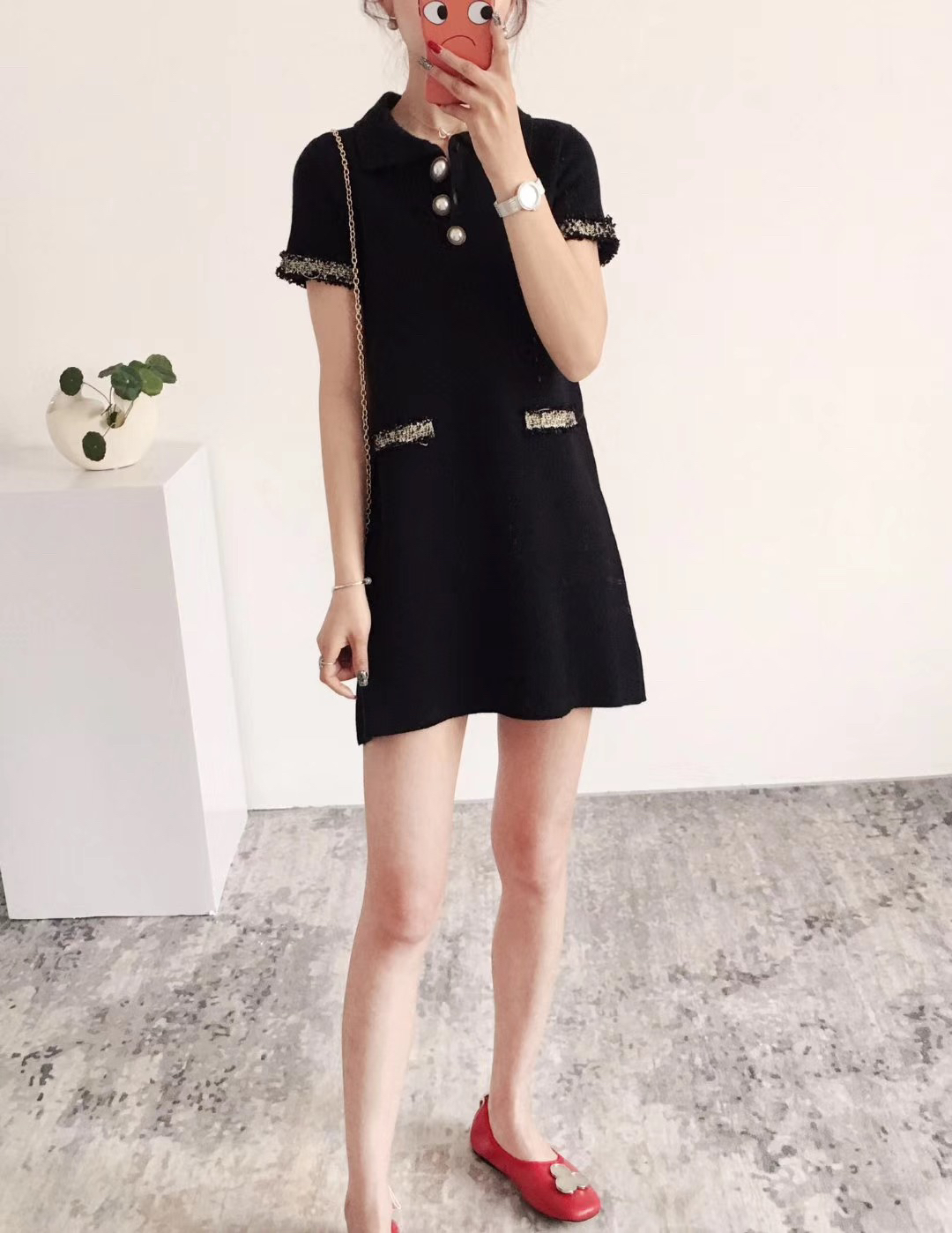 小香风短袖连衣裙