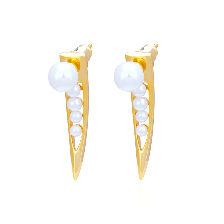 spiky stud earrings with pearls 1 pair