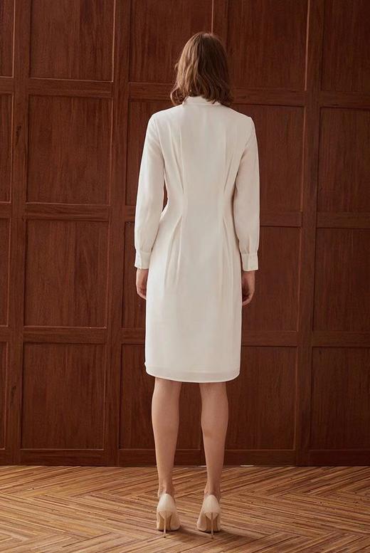 领口飘带白色收腰连衣裙 商品图5