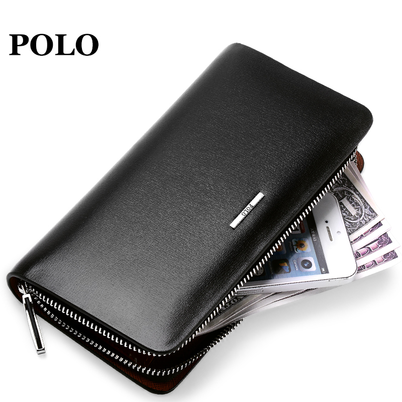 polo男士手包硬皮商务休闲手拿包男长款拉链钱包多卡位牛皮手抓包