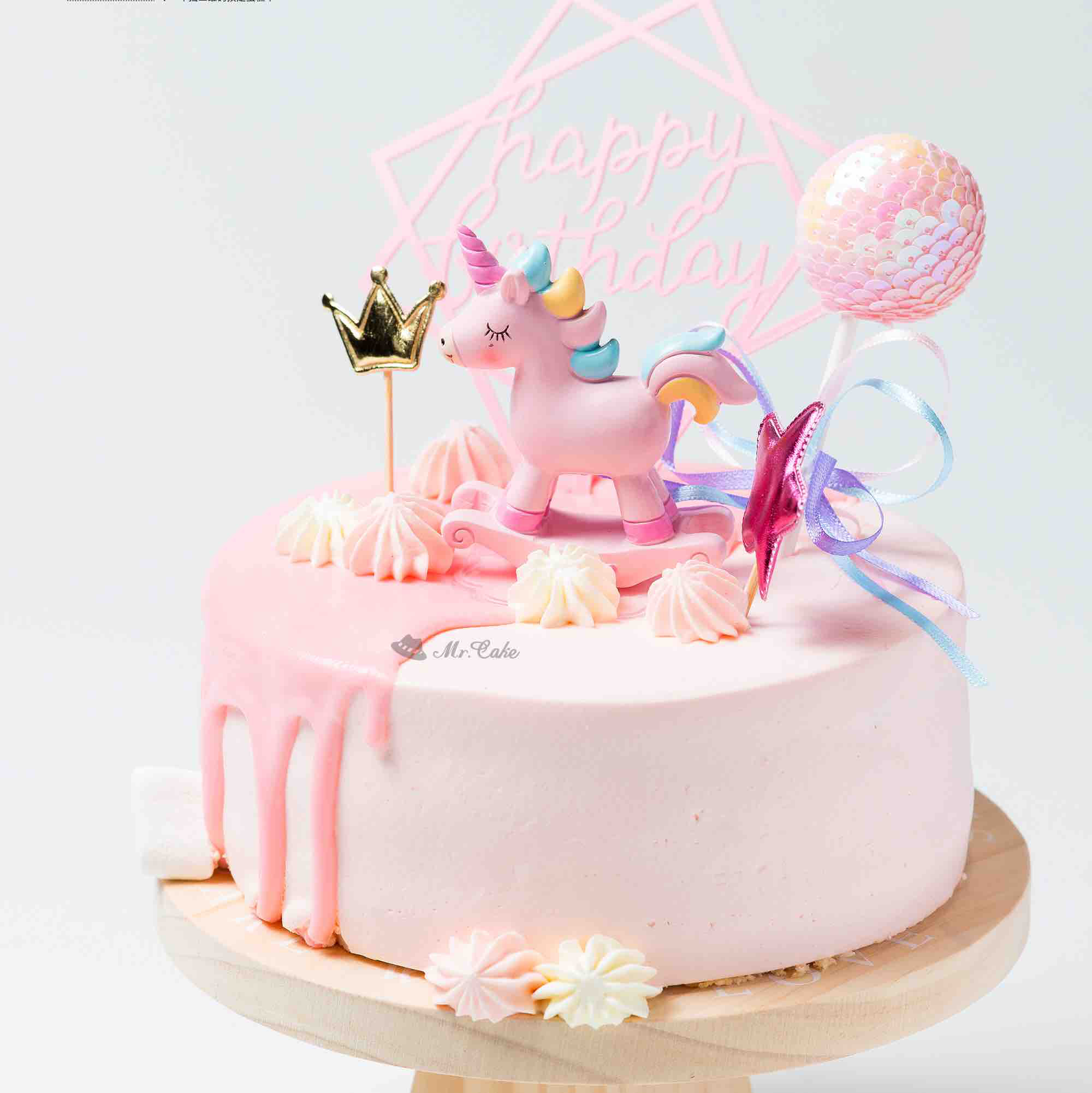 缤纷独角兽-草莓淋面鲜奶蛋糕，给孩子好运与力量!(福州)