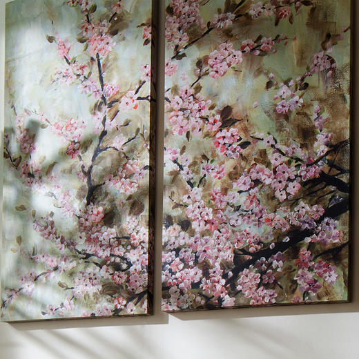 奇居良品 df现代客厅卧室书房艺术装饰版画挂画伊利斯樱花版画 2件套
