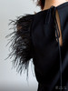 AtelierMissLu / Aly-光泽黑羽毛装饰连身裙 商品缩略图4