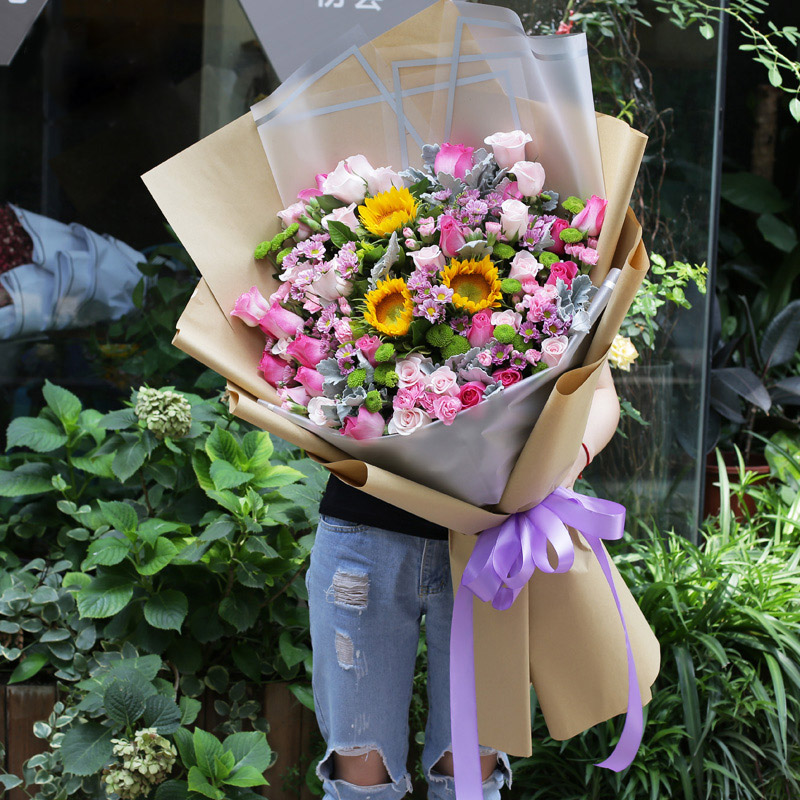 熊抱巨型混搭超大花束-送女朋友老婆生日告白纪念日情人节送花浪漫