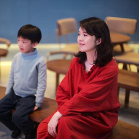 绽放D257/回响/红色宽松中长款连衣裙