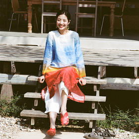 绽放D230朵//定位印花开衩连衣裙