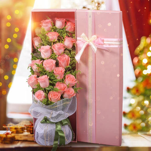 相依相携    19支粉玫瑰，黄莺礼盒搭配（1538） 商品图0