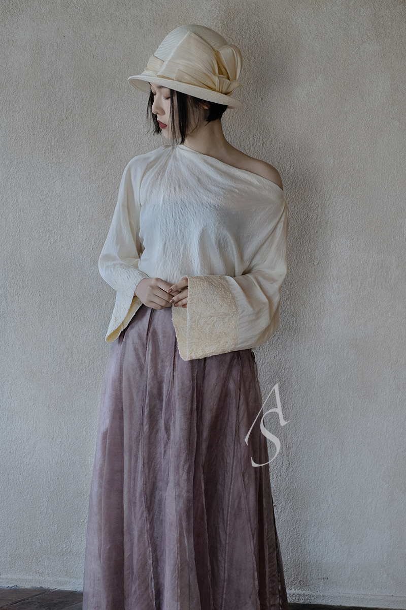 phaedo 香槟金宽袖真丝上衣