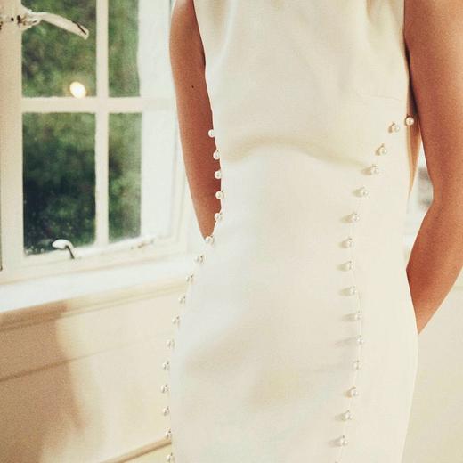 AtelierMissLu / Dominic-白色珍珠开衩连身裙 商品图2