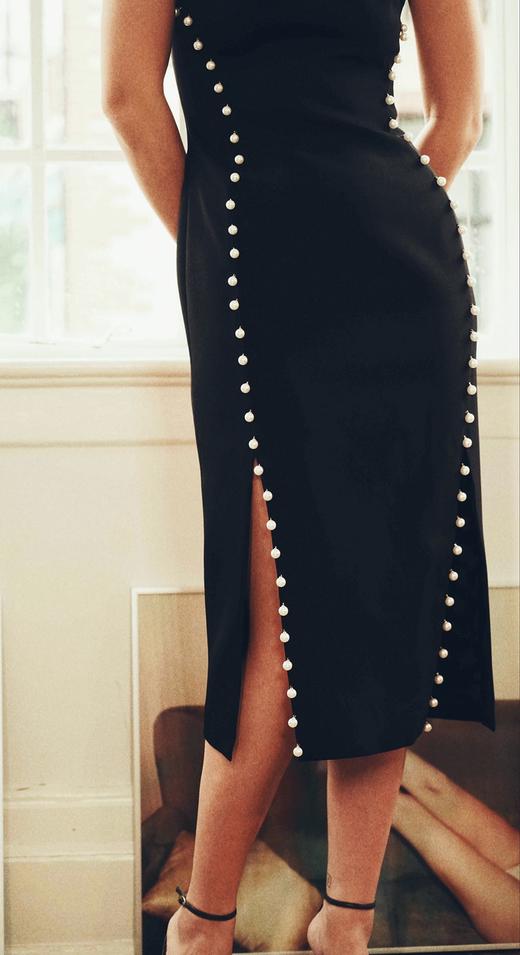 AtelierMissLu / Dominic-黑色珍珠开衩连身裙 商品图2