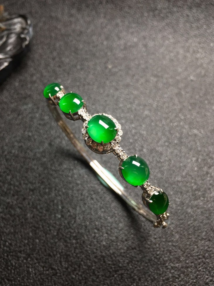 【z3736】翡翠18k金镶冰种手镯