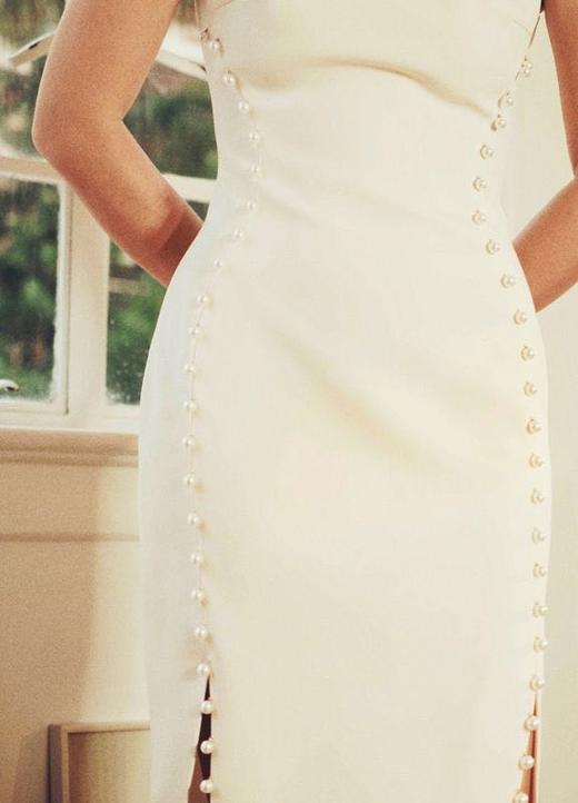 AtelierMissLu / Dominic-白色珍珠开衩连身裙 商品图4