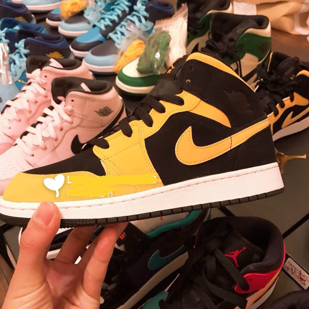 nike 耐克 aj 1 mid 黄黑小禁