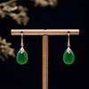18K玫瑰金和田玉（碧玉）镶钻水滴耳饰--青翠欲滴   / 单面水滴 10*15mm / 总长27mm / 菠菜绿 商品缩略图0