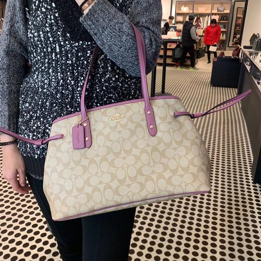 coach蔻驰 印花手提包 单肩女包鲶鱼包